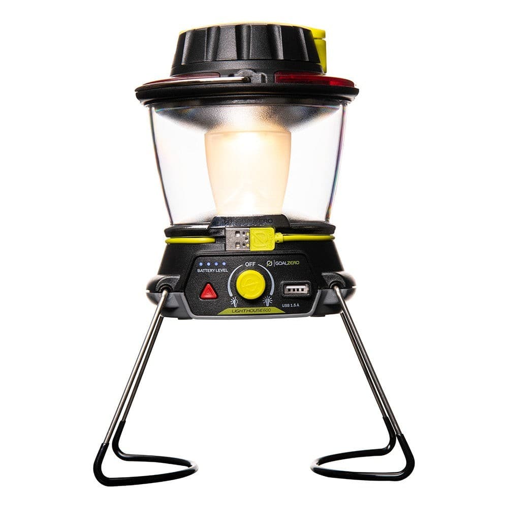 Goal Zero Lighthouse 600 lantern with its legs extended